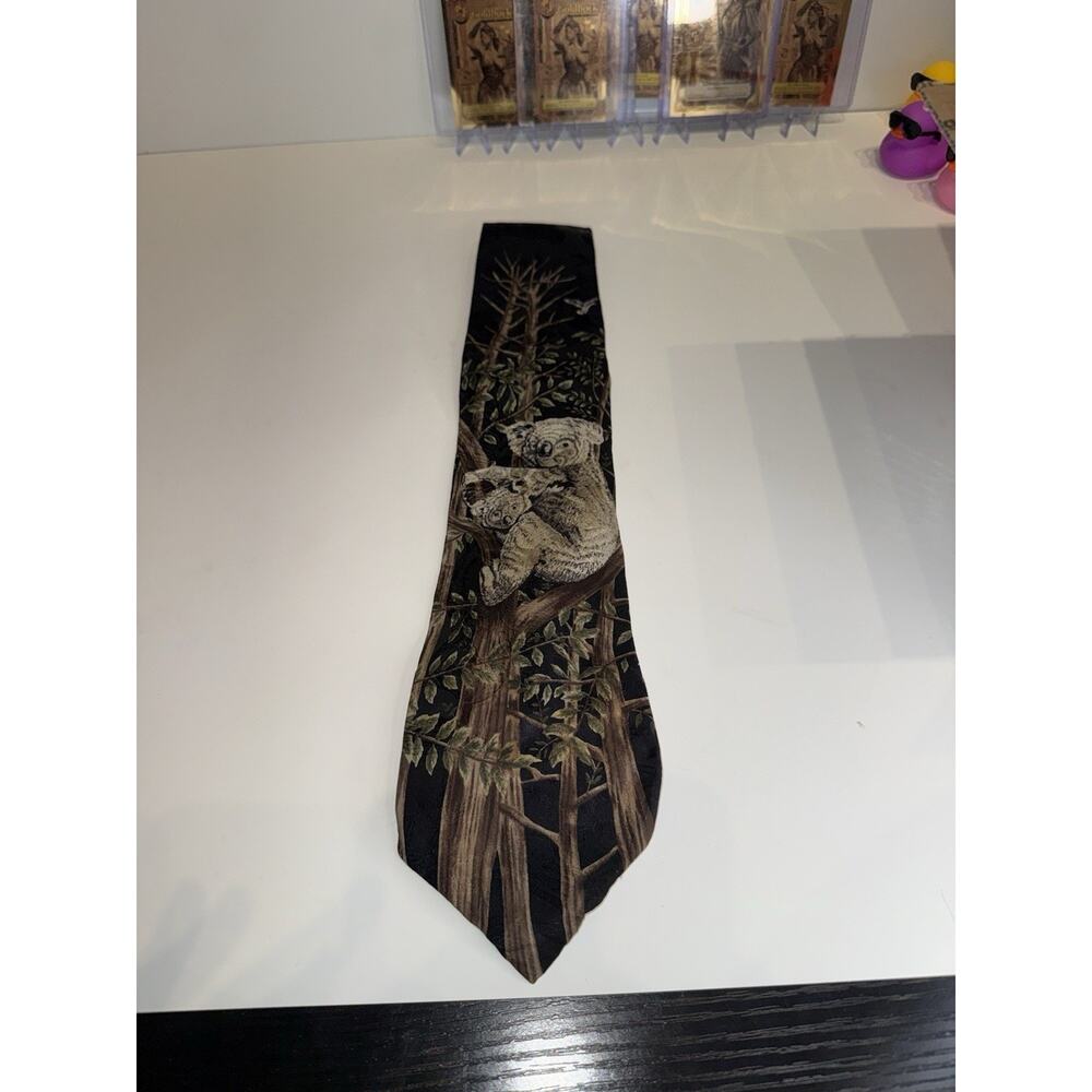 Endangered Species Tie Cool Koalas 1995 Marc Dennis 100% Silk Vtg Vintage Retro